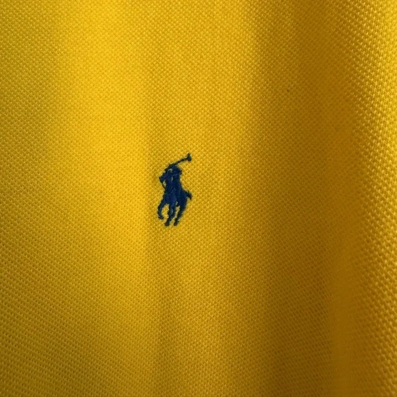 Polo Ralph Lauren Vintage Yellow Polo Blue pony XL Made in USA - Picture 2 of 4